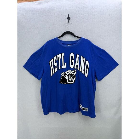 Hustle Gang Mens Blue Short Sleeve Crew Neck Bear Graphic Print T-Shirt Size 2X - Picture 1 of 8